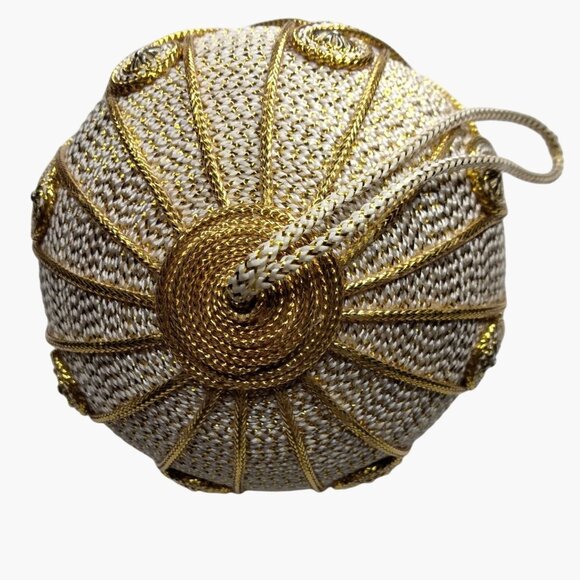 Victorian style Ornament Gold Satin Beaded Brocade Regency Wedding - Picture 3 of 5